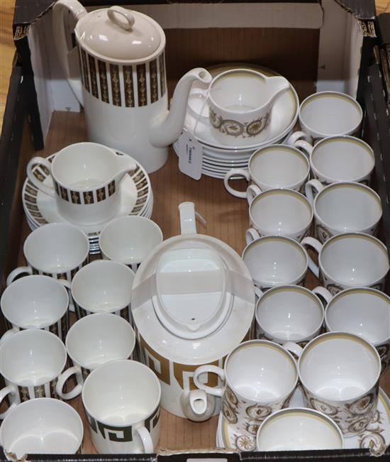 A Wedgwood Susie Cooper Saturn pattern coffee set and a Venetia pattern service,